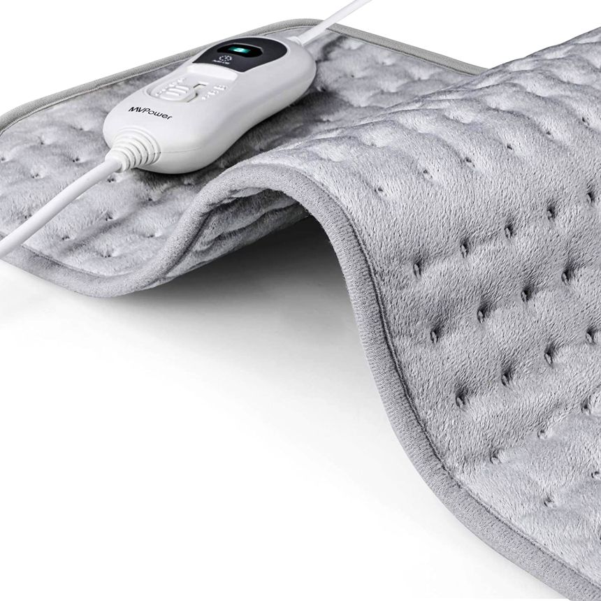 Cuscino termico elettrico MVPOWER per schiena, addome e gambe, rimedio per rilassare la muscolatura e alleviare i dolori, con 3 livelli di temperatura, lavabile in lavatrice