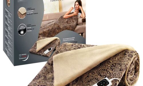 Plaid riscaldabile da divano o copriletto matrimoniale IMETEC Velvet Jacquard 140 x 180 cm con tecnologia brevettata Adapto, in tessuto vellutato e setoso, lavabile in lavatrice