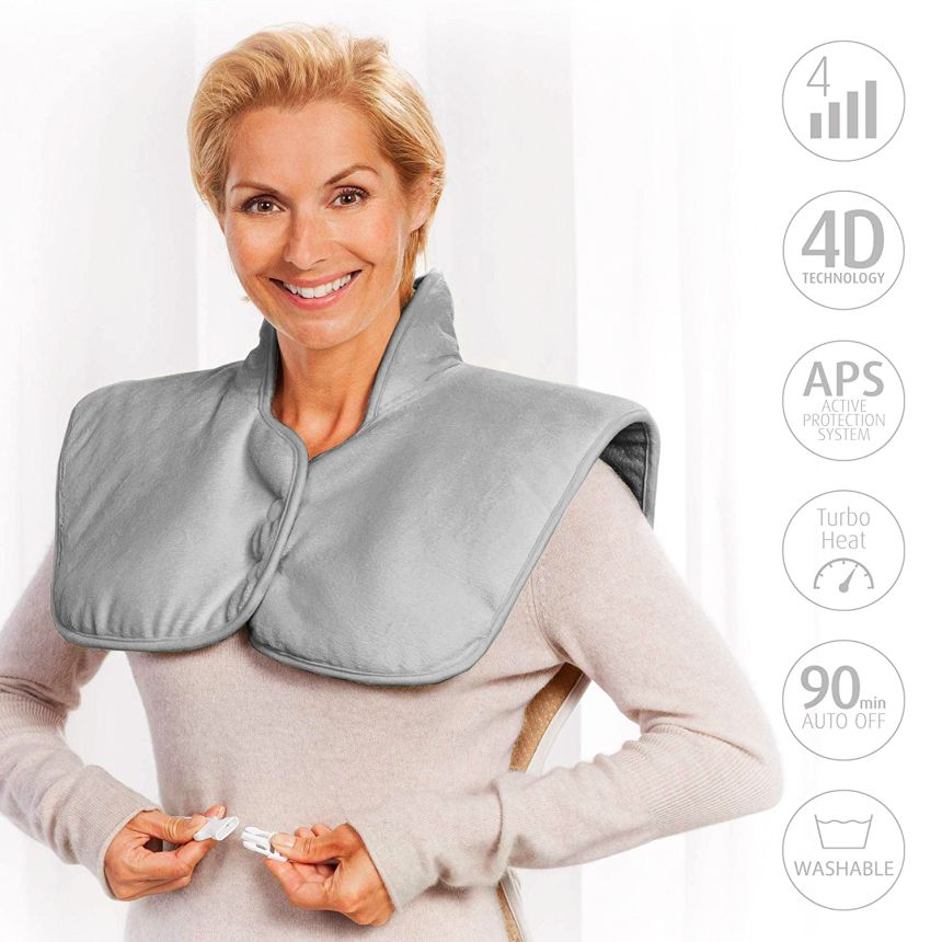 Il termoforo elettrico MEDISANA HP 630 vi aiuta a rilassare la muscolatura di spalle e schiena sprigionando una sano calore terapeutico